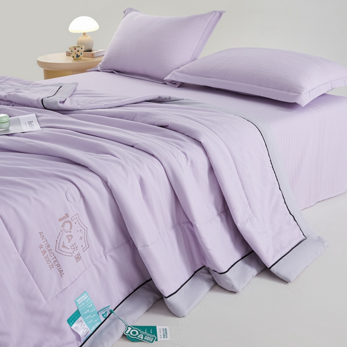 91家纺网 家纺一手货源 找家纺 梵克保罗 2025款10A抗菌华夫条提花夏被 香紫