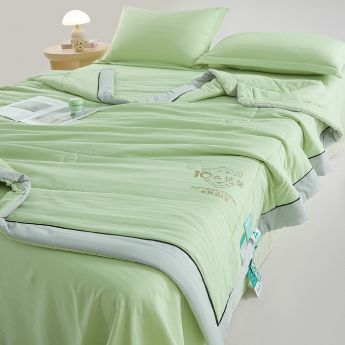 91家纺网 家纺一手货源 找家纺 梵克保罗 2025款10A抗菌华夫条提花夏被 青绿