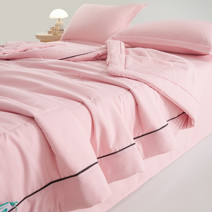 91家纺网 家纺一手货源 找家纺 梵克保罗 2025款10A抗菌华夫条提花夏被 豆沙