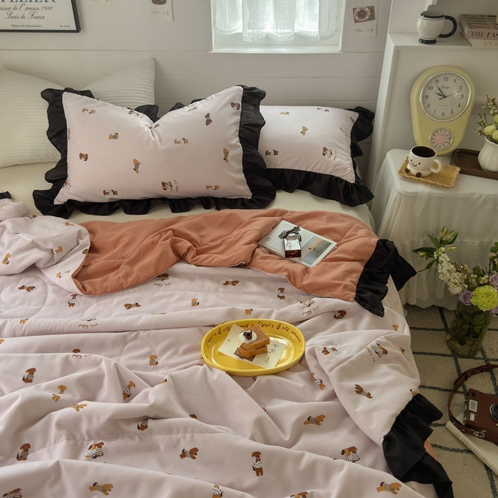 91家纺网 家纺一手货源 找家纺 梵克保罗 2025新款法式赫本风夏被 小狗无忧