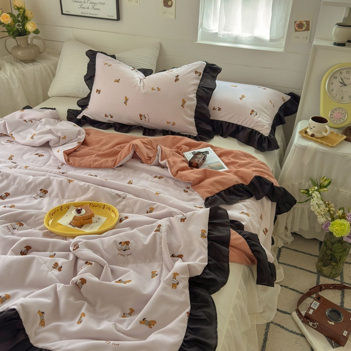 91家纺网 家纺一手货源 找家纺 梵克保罗 2025新款法式赫本风夏被 小狗无忧