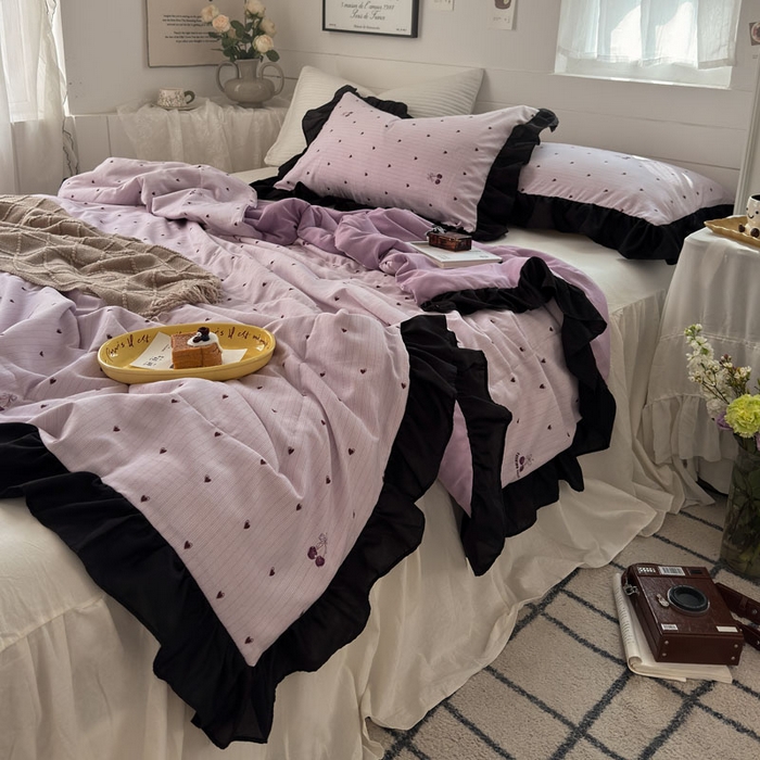 91家纺网 家纺一手货源 找家纺 梵克保罗 2025新款法式赫本风夏被 樱为爱