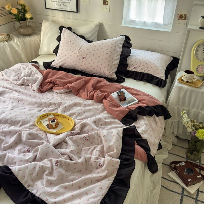 91家纺网 家纺一手货源 找家纺 梵克保罗 2025新款法式赫本风夏被 粉郁金香