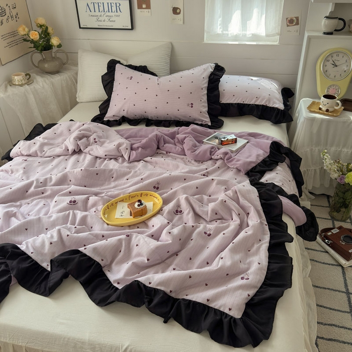 91家纺网 家纺一手货源 找家纺 梵克保罗 2025新款法式赫本风夏被 樱为爱