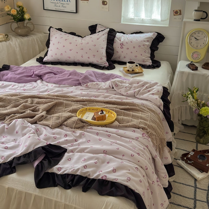 91家纺网 家纺一手货源 找家纺 梵克保罗 2025新款法式赫本风夏被 性感豹纹