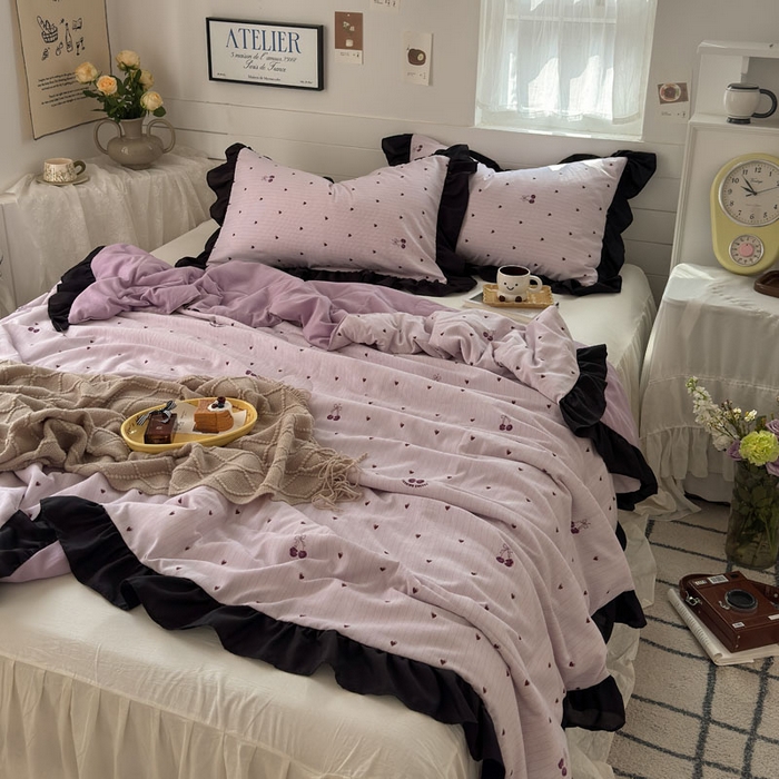 91家纺网 家纺一手货源 找家纺 梵克保罗 2025新款法式赫本风夏被 樱为爱