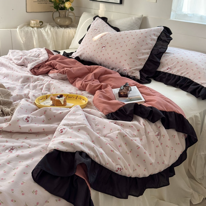 91家纺网 家纺一手货源 找家纺 梵克保罗 2025新款法式赫本风夏被 粉郁金香