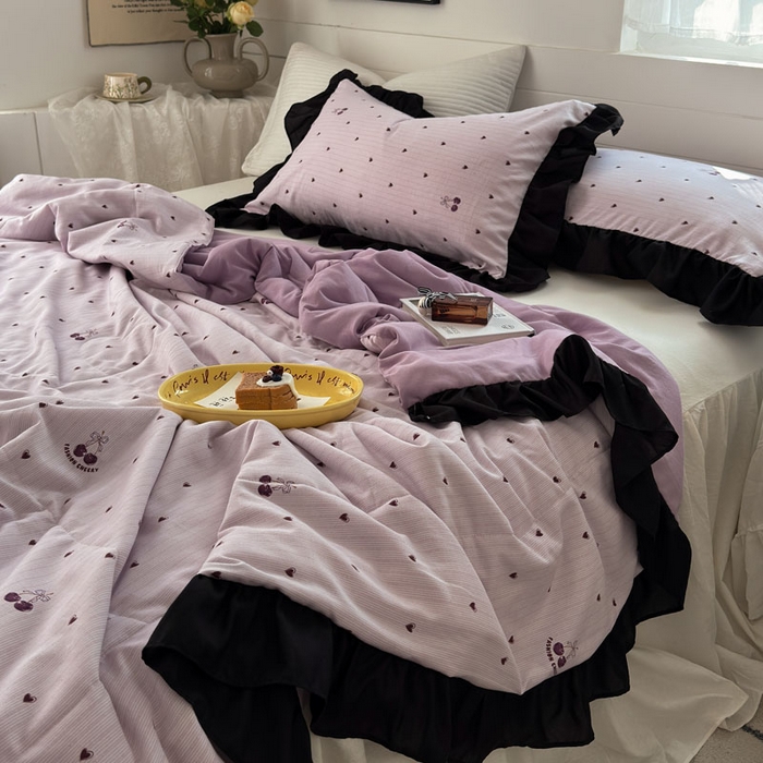 91家纺网 家纺一手货源 找家纺 梵克保罗 2025新款法式赫本风夏被 樱为爱