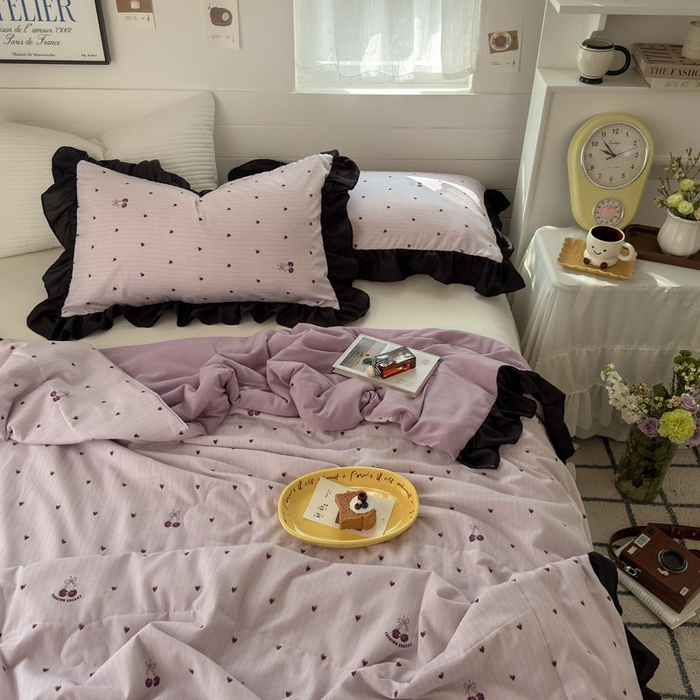 91家纺网 家纺一手货源 找家纺 梵克保罗 2025新款法式赫本风夏被 樱为爱