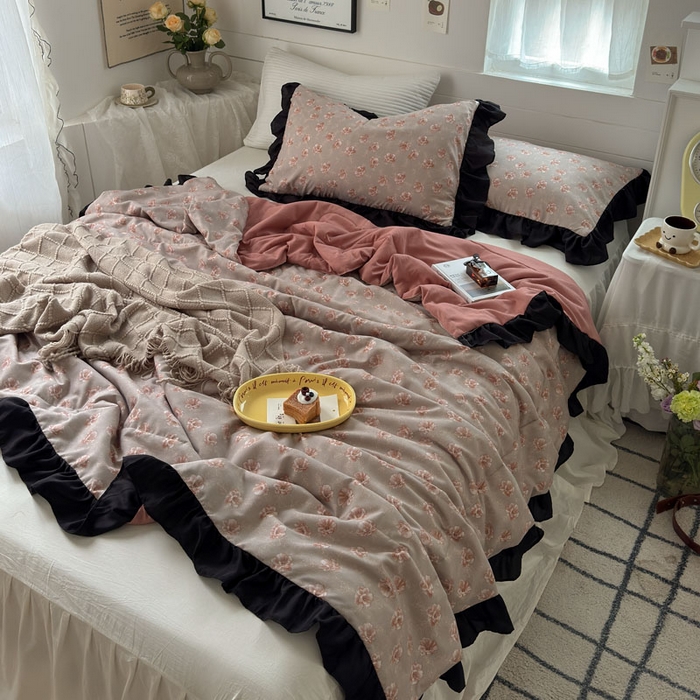 梵克保罗 2025新款法式赫本风夏被 古韵花颜-豆沙