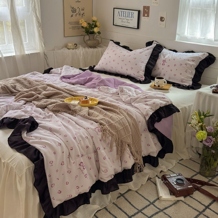 91家纺网 家纺一手货源 找家纺 梵克保罗 2025新款法式赫本风夏被 性感豹纹