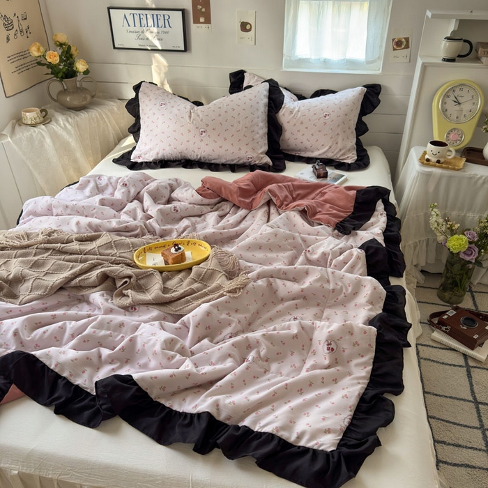 91家纺网 家纺一手货源 找家纺 梵克保罗 2025新款法式赫本风夏被 粉郁金香