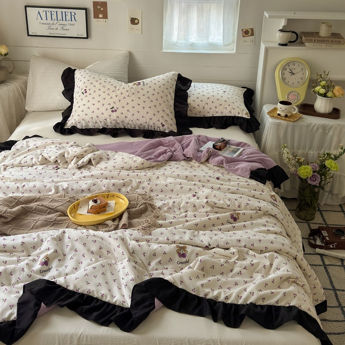 梵克保罗 2025新款法式赫本风夏被 紫樱桃