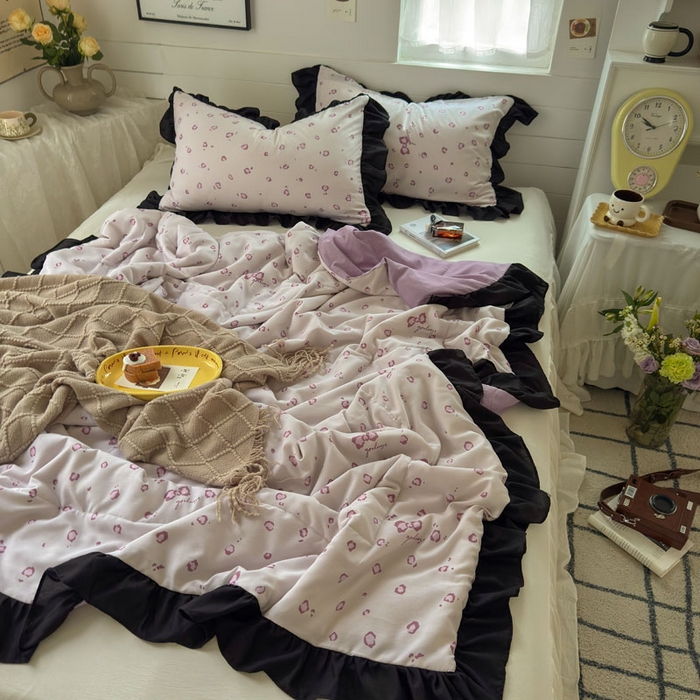 91家纺网 家纺一手货源 找家纺 梵克保罗 2025新款法式赫本风夏被 性感豹纹