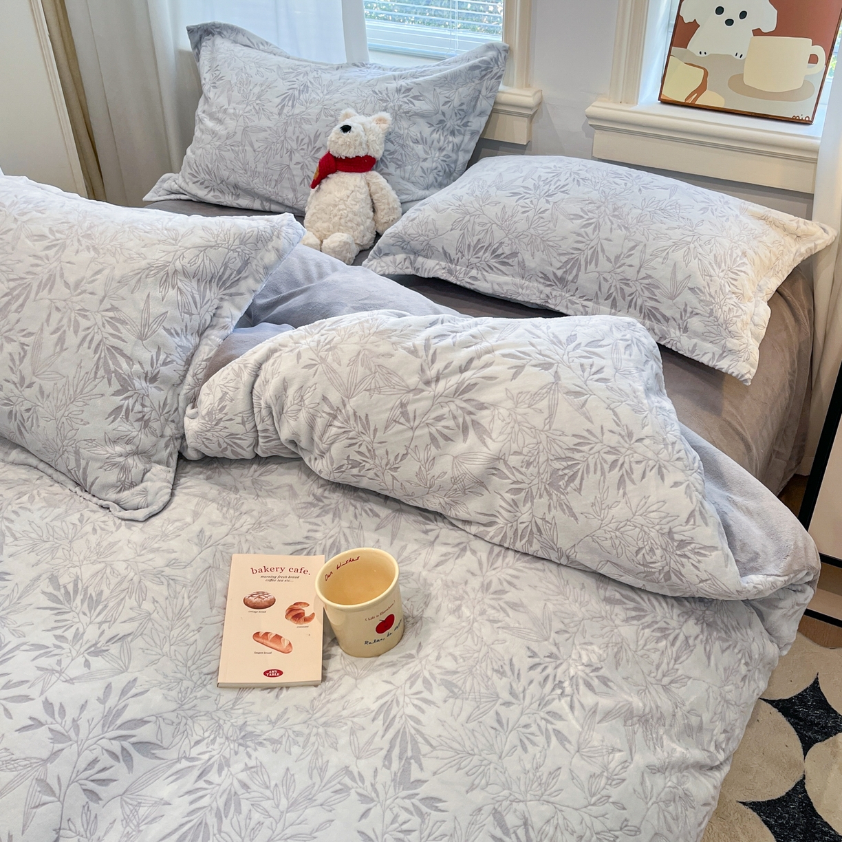 91家纺网 家纺一手货源 找家纺 慕尚家纺 2025新款双色立体雕花牛奶绒单被套 罗文灰