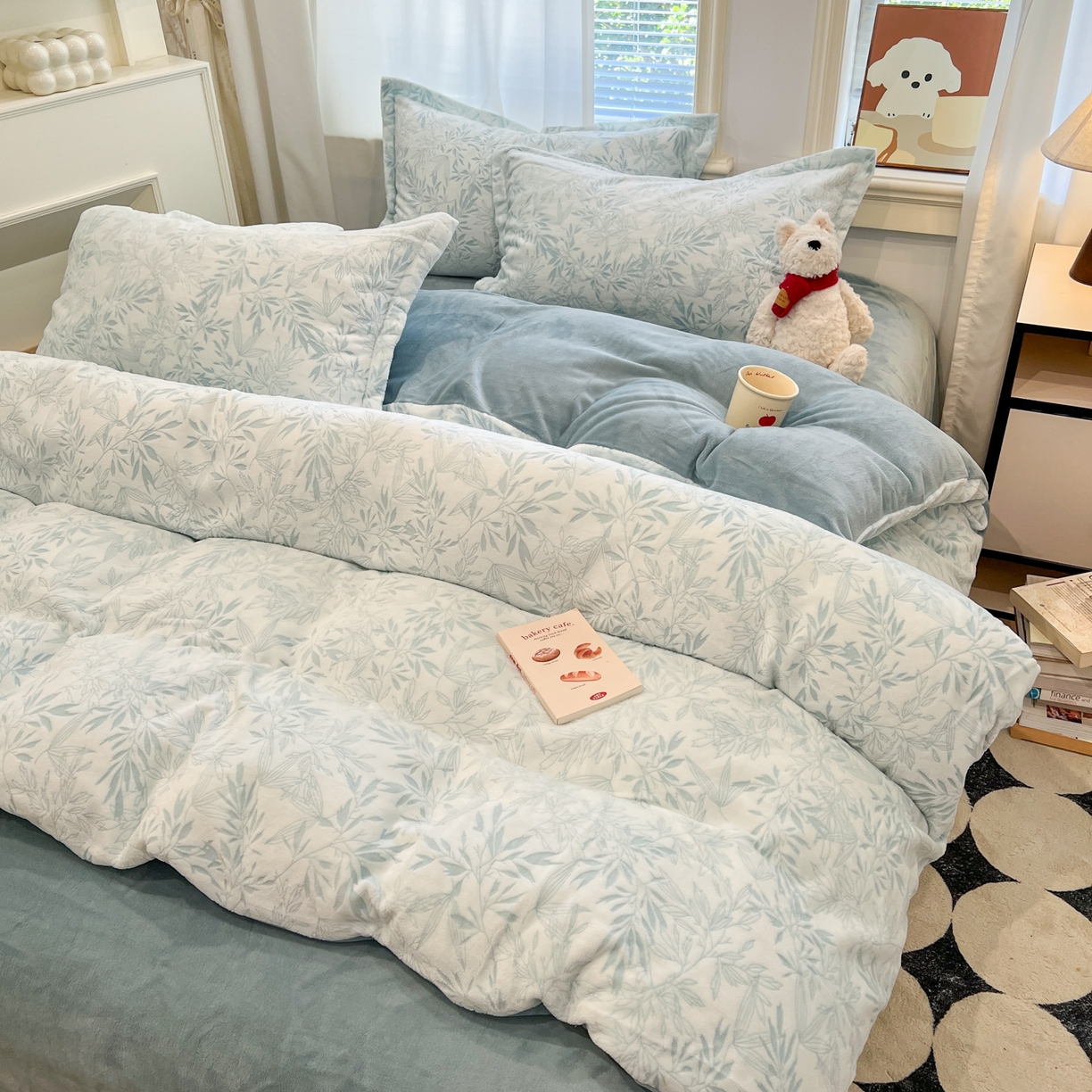 91家纺网 家纺一手货源 找家纺 慕尚家纺 2025新款双色立体雕花牛奶绒单被套 罗文蓝