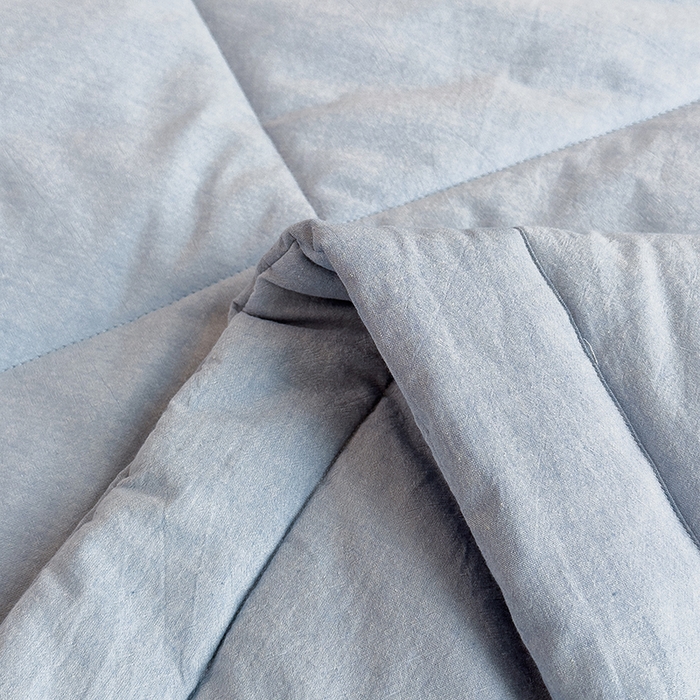 91家纺网 家纺一手货源 找家纺 梵克保罗 2025春夏新款10A抗菌无印风水洗棉夏被四件套 优雅蓝