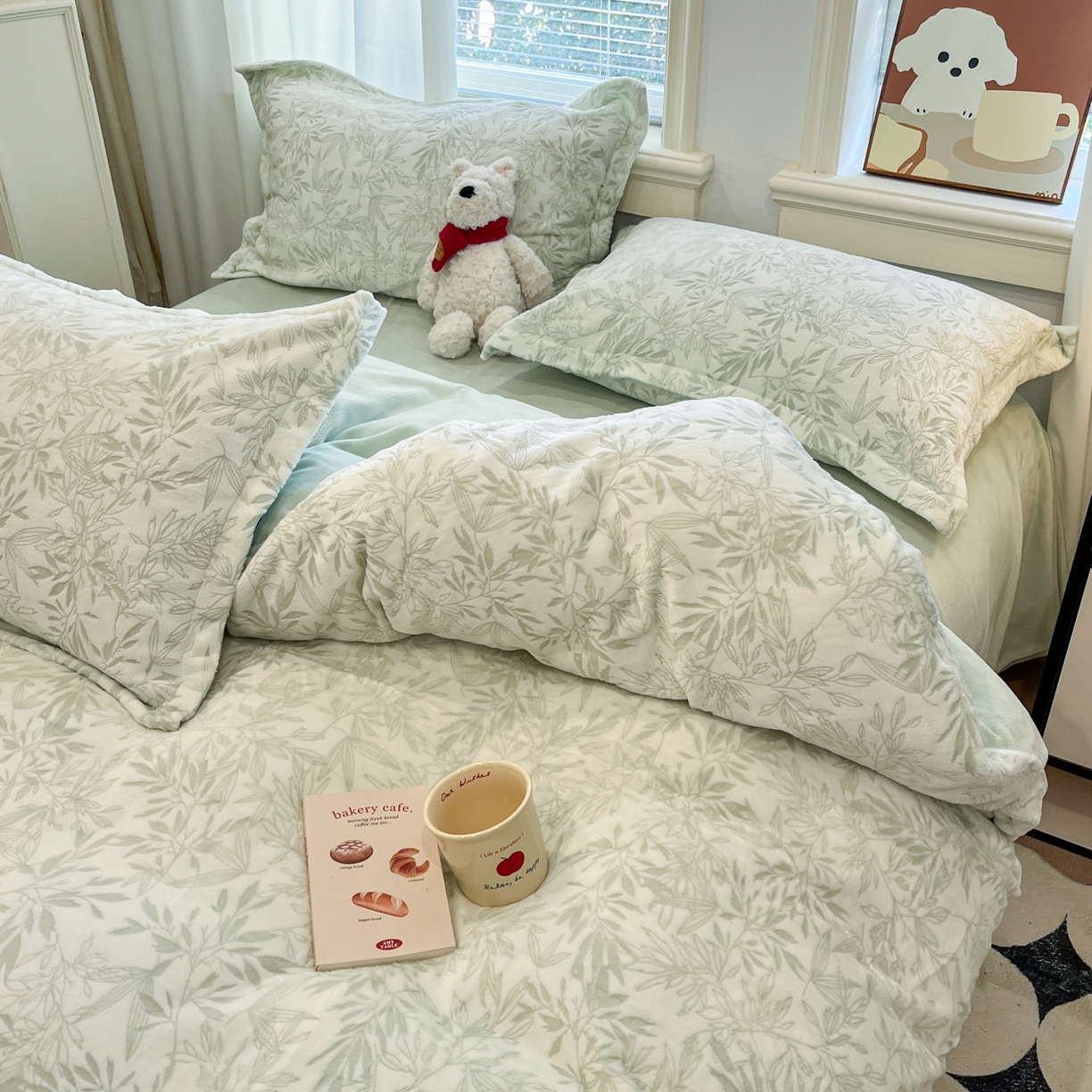 91家纺网 家纺一手货源 找家纺 慕尚家纺 2025新款双色立体雕花牛奶绒单被套 罗文绿