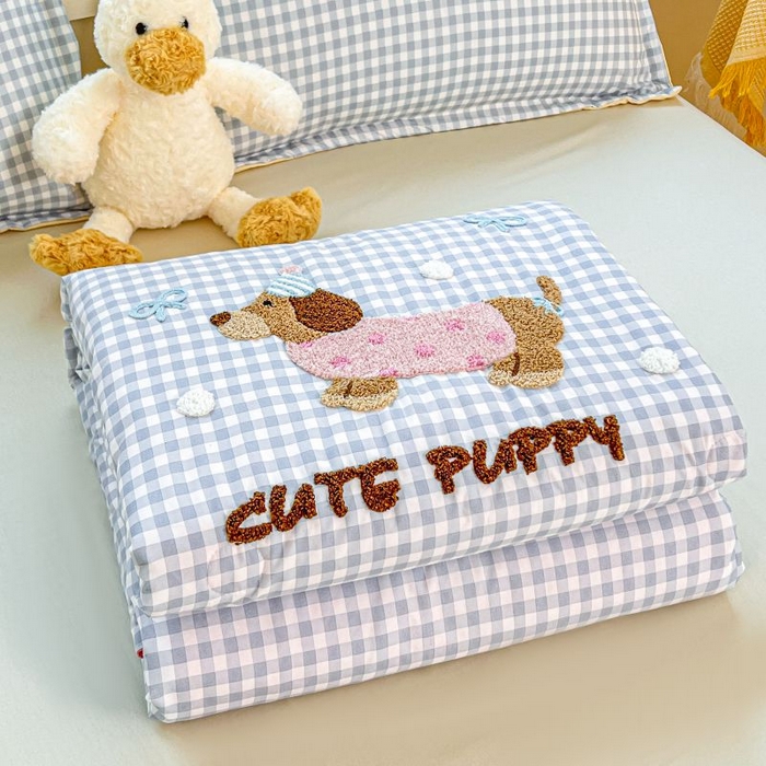 梵克保罗 2025新款亲肤可爱毛巾绣夏被-场景一 腊肠狗