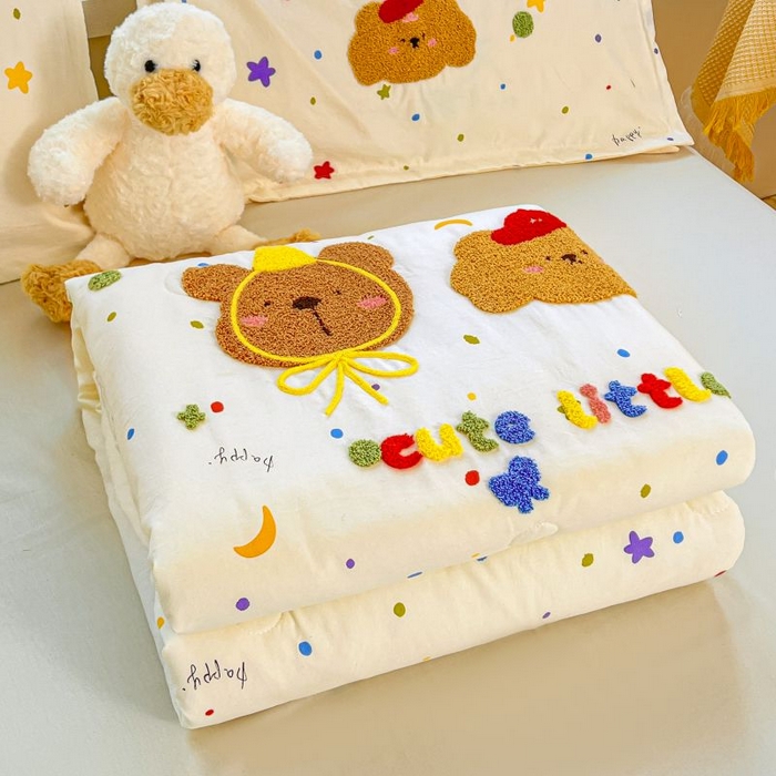 梵克保罗 2025新款亲肤可爱毛巾绣夏被-场景一 萌趣混搭