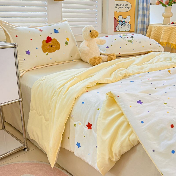 91家纺网 家纺一手货源 找家纺 梵克保罗 2025新款亲肤可爱毛巾绣夏被-场景一 萌趣混搭