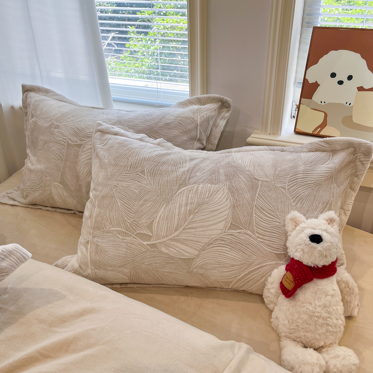 91家纺网 家纺一手货源 找家纺 慕尚家纺 2025新款双色立体雕花牛奶绒单被套 羽翼卡其