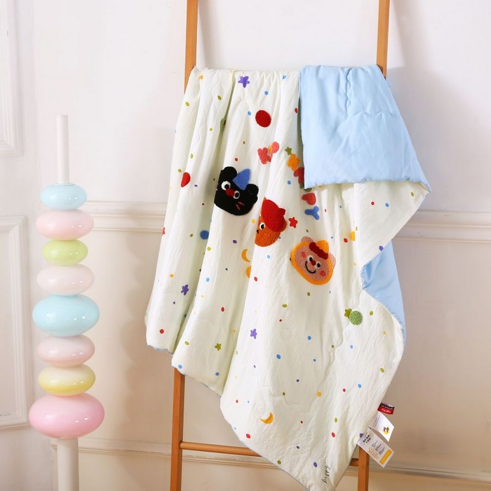 梵克保罗 2025新款亲肤可爱毛巾绣夏被-场景二 复古小熊