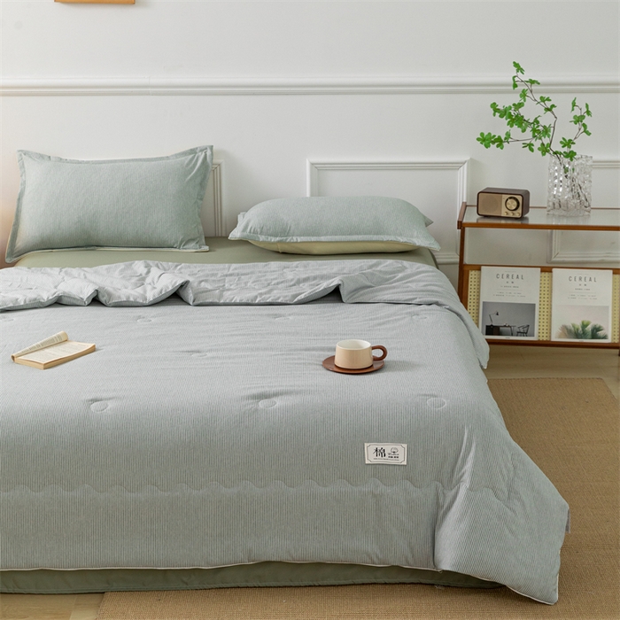 91家纺网 家纺一手货源 找家纺 梵克保罗 2025新款时尚简约条纹款夏被 条纹-石青