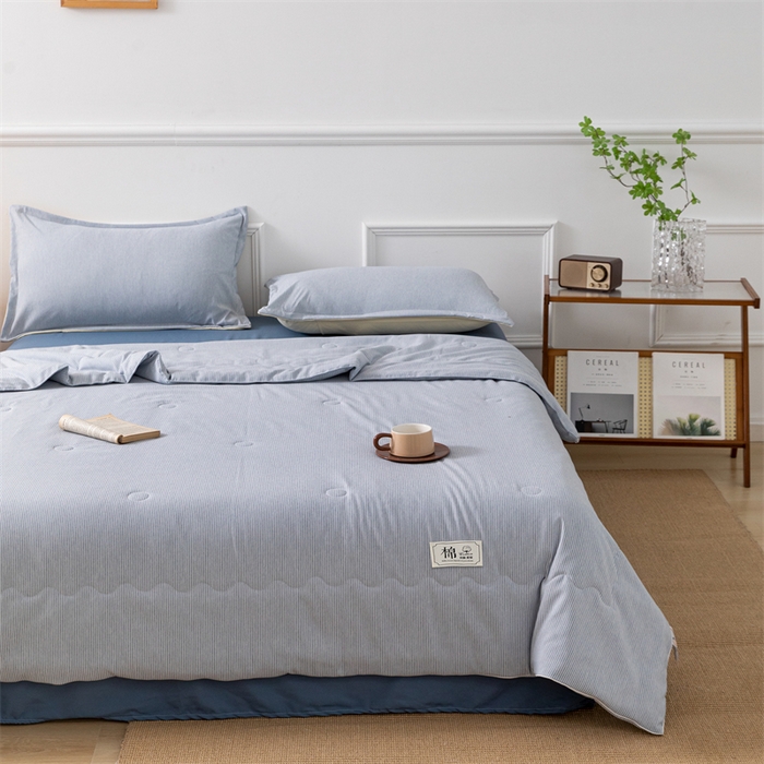 91家纺网 家纺一手货源 找家纺 梵克保罗 2025新款时尚简约条纹款夏被 条纹-海兰