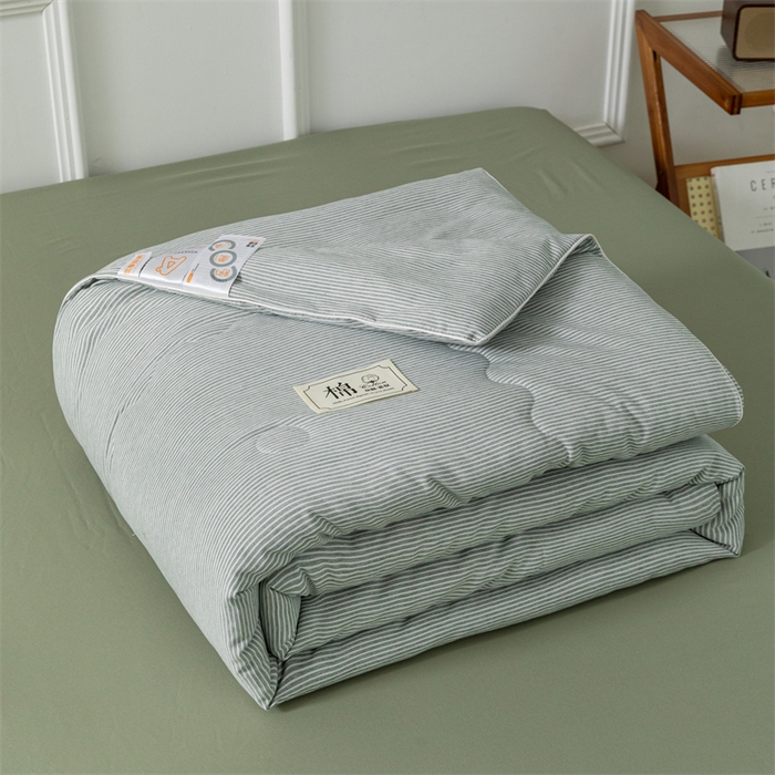 91家纺网 家纺一手货源 找家纺 梵克保罗 2025新款时尚简约条纹款夏被 条纹-石青