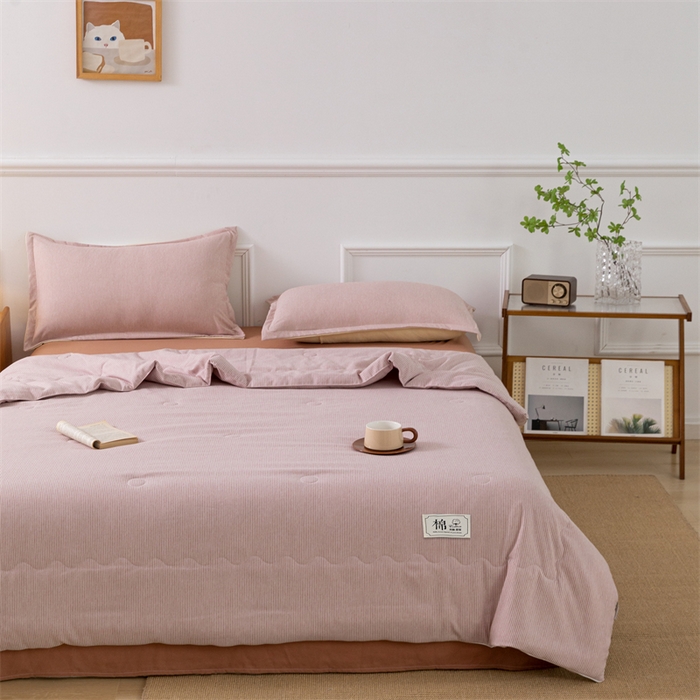 91家纺网 家纺一手货源 找家纺 梵克保罗 2025新款时尚简约条纹款夏被 条纹-豆咖