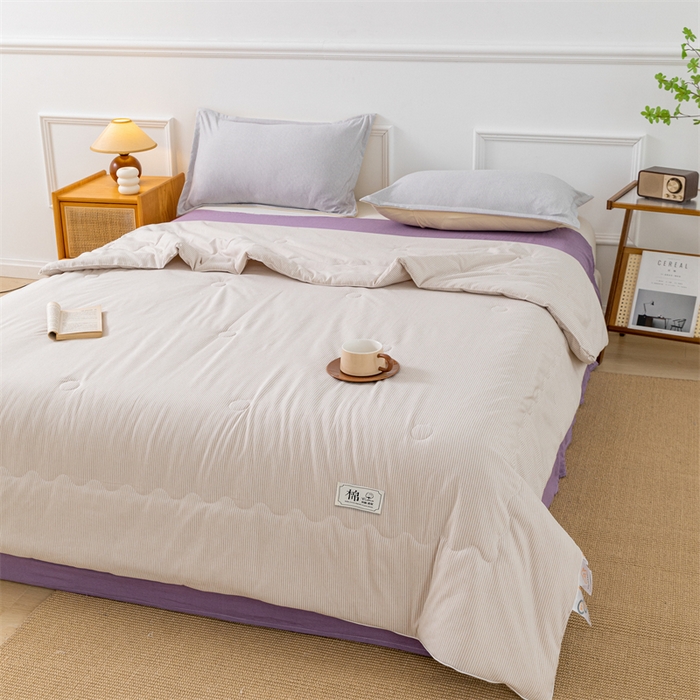 91家纺网 家纺一手货源 找家纺 梵克保罗 2025新款时尚简约条纹款夏被 条纹-卡其