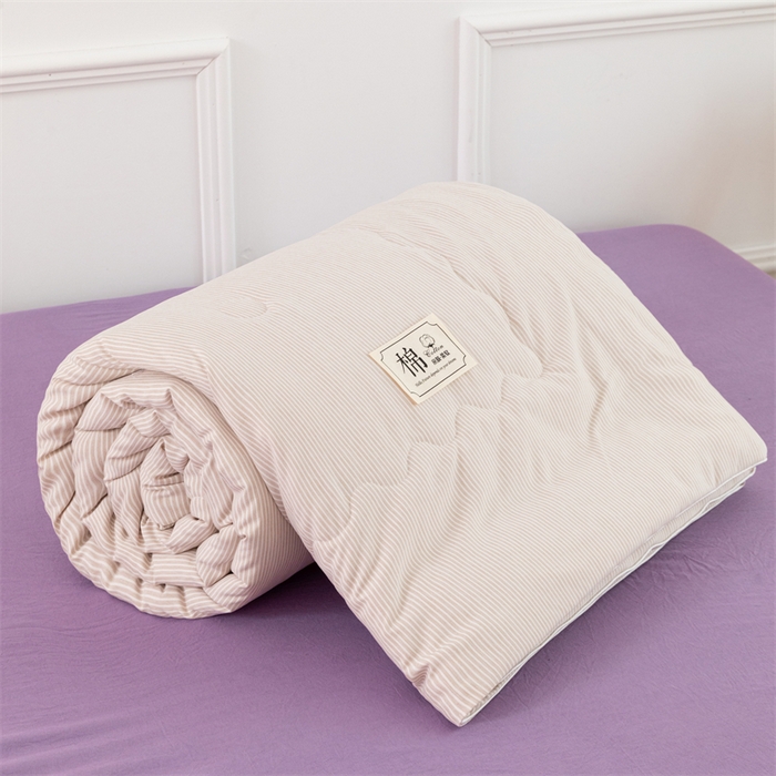 91家纺网 家纺一手货源 找家纺 梵克保罗 2025新款时尚简约条纹款夏被 条纹-卡其