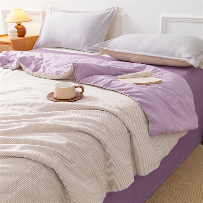 91家纺网 家纺一手货源 找家纺 梵克保罗 2025新款时尚简约条纹款夏被 条纹-双拼