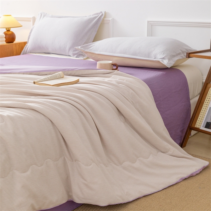 91家纺网 家纺一手货源 找家纺 梵克保罗 2025新款时尚简约条纹款夏被 条纹-双拼