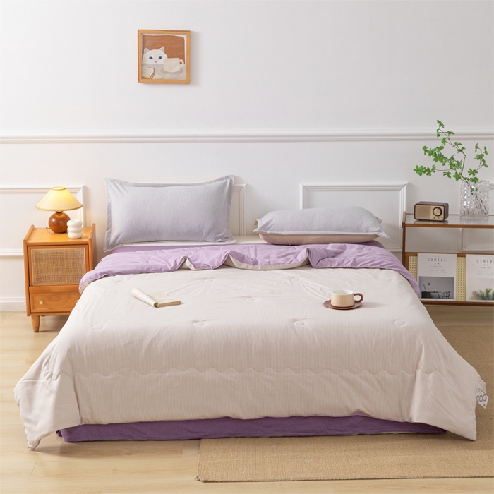 91家纺网 家纺一手货源 找家纺 梵克保罗 2025新款时尚简约条纹款夏被 条纹-双拼