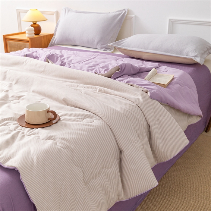 91家纺网 家纺一手货源 找家纺 梵克保罗 2025新款时尚简约条纹款夏被 条纹-双拼