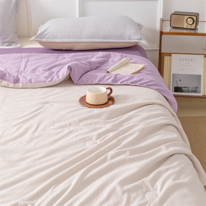 91家纺网 家纺一手货源 找家纺 梵克保罗 2025新款时尚简约条纹款夏被 条纹-双拼