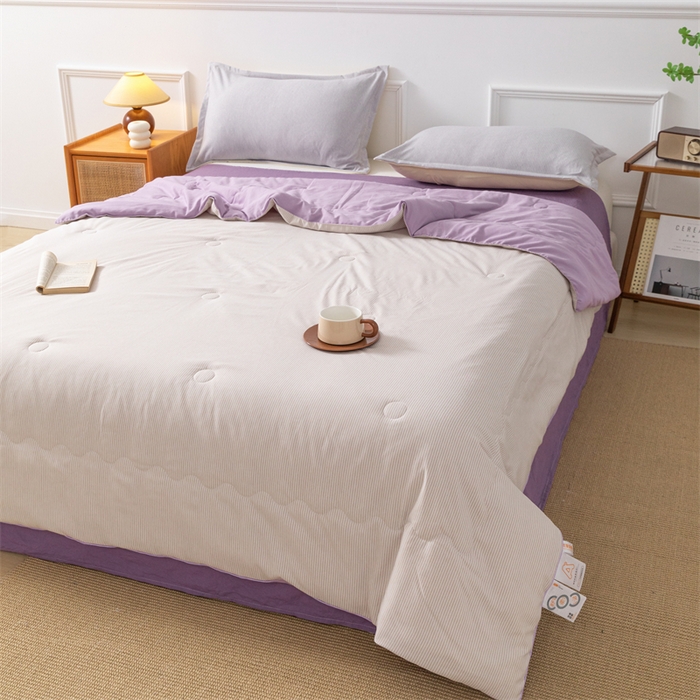 91家纺网 家纺一手货源 找家纺 梵克保罗 2025新款时尚简约条纹款夏被 条纹-双拼