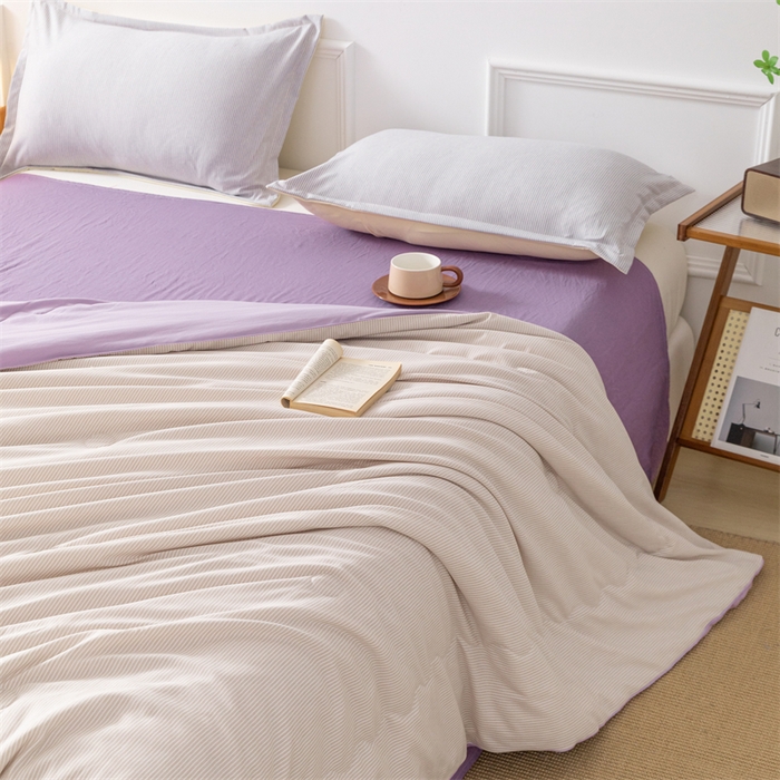 91家纺网 家纺一手货源 找家纺 梵克保罗 2025新款时尚简约条纹款夏被 条纹-双拼