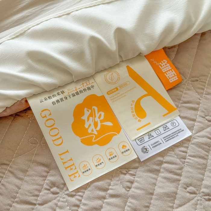 91家纺网 家纺一手货源 找家纺 梵克保罗 2025新款雪纺床盖夏被四件套 奶茶色