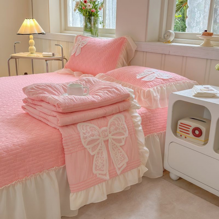 91家纺网 家纺一手货源 找家纺 梵克保罗 2025新款雪纺床盖夏被四件套 玉芙蓉