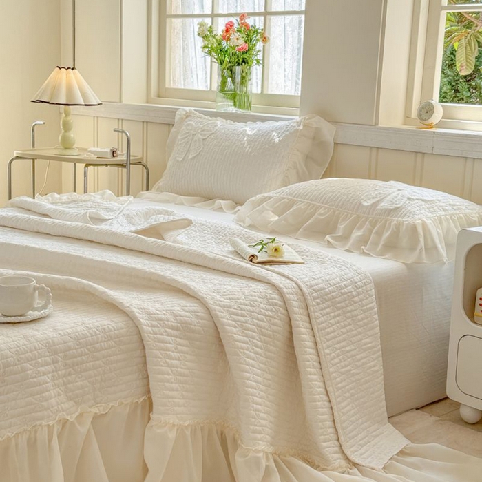 91家纺网 家纺一手货源 找家纺 （总）梵克保罗 2025新款雪纺床盖三件套