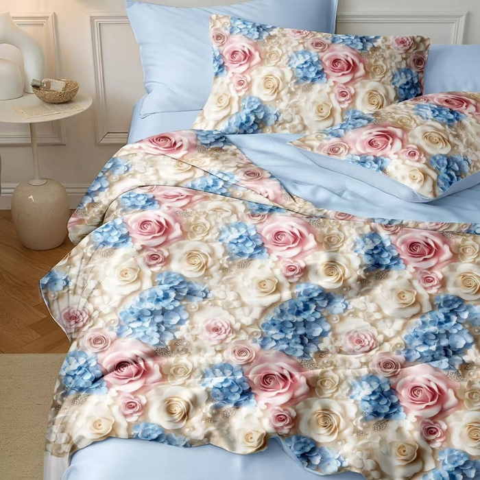 91家纺网 家纺一手货源 找家纺 梵克保罗 2025新款面料仿锦氨凉感5D数码浮雕夏被四件套量大可谈 5D鎏金织梦