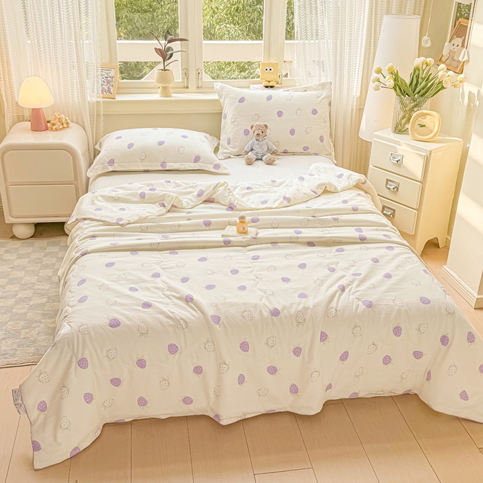 91家纺网 家纺一手货源 找家纺 梵克保罗 2025春夏新款优芙棉单夏被被子被芯 草莓