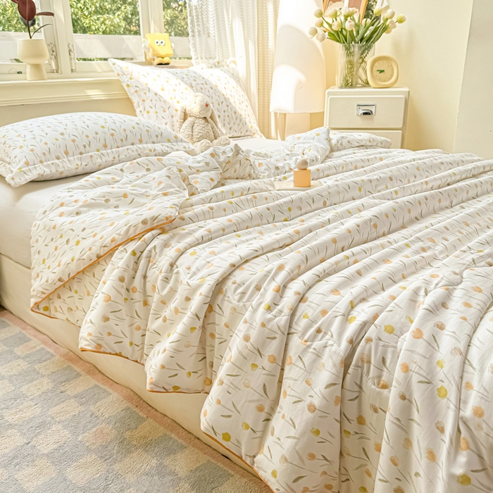 91家纺网 家纺一手货源 找家纺 梵克保罗 2025春夏新款优芙棉单夏被被子被芯 郁金香