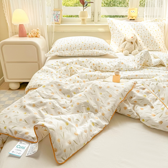 91家纺网 家纺一手货源 找家纺 梵克保罗 2025春夏新款优芙棉单夏被被子被芯 郁金香