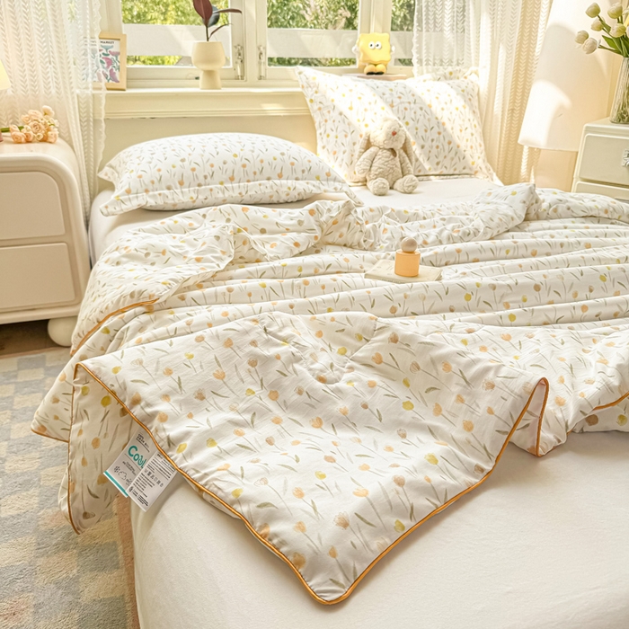 91家纺网 家纺一手货源 找家纺 梵克保罗 2025春夏新款优芙棉单夏被被子被芯 郁金香