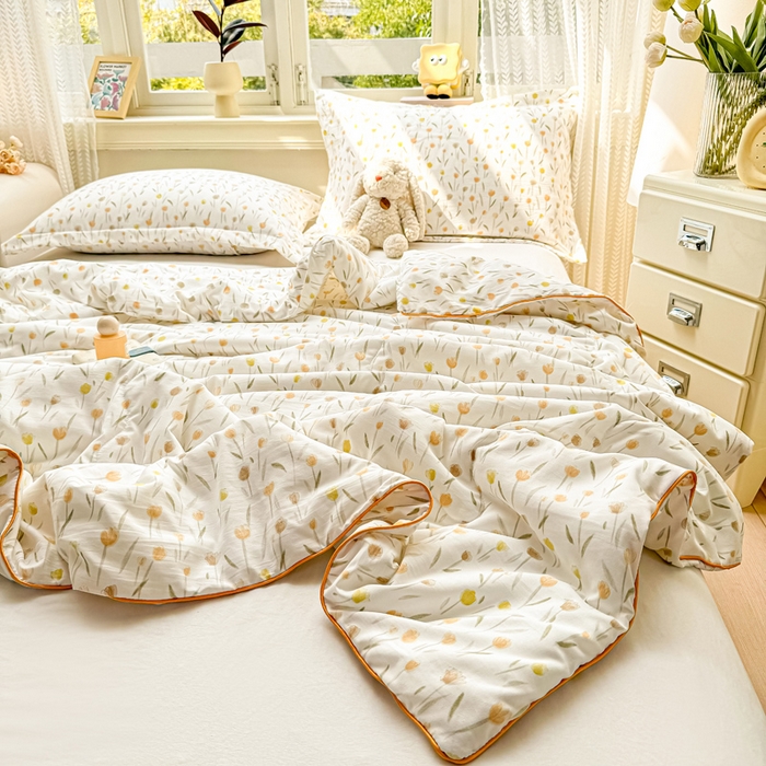 91家纺网 家纺一手货源 找家纺 梵克保罗 2025春夏新款优芙棉单夏被被子被芯 郁金香