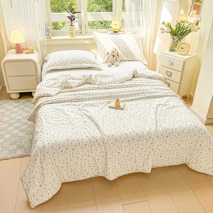 91家纺网 家纺一手货源 找家纺 梵克保罗 2025春夏新款优芙棉单夏被被子被芯 郁金香